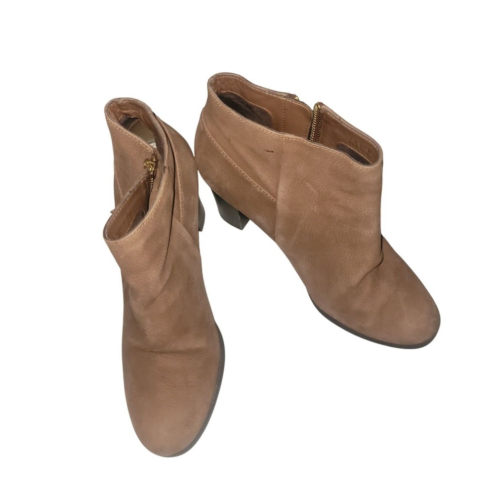 COLE‎ HAAN Brown Leather Ankle Boots With Side Zipper Block Heel Bohemian Chic 8